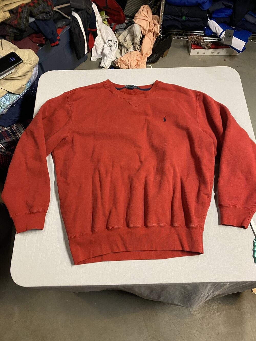 Polo Ralph Lauren Sweater Mens Large Red Crew Neck Long Sleeve Cotton Warm